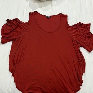 Express Red Cold Shoulder Blouse